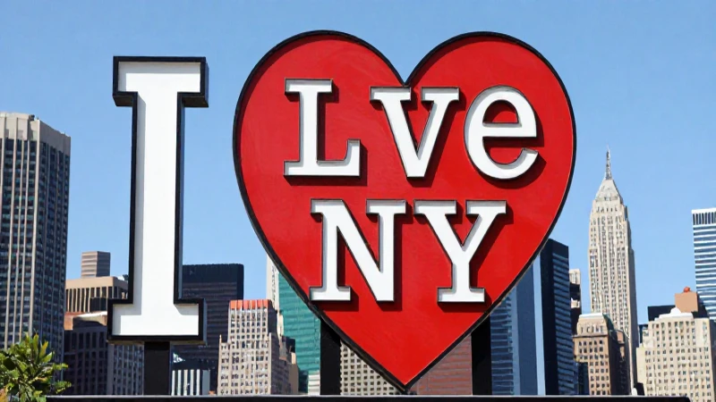 Corazón I ❤️ NYC sobre el horizonte soleado