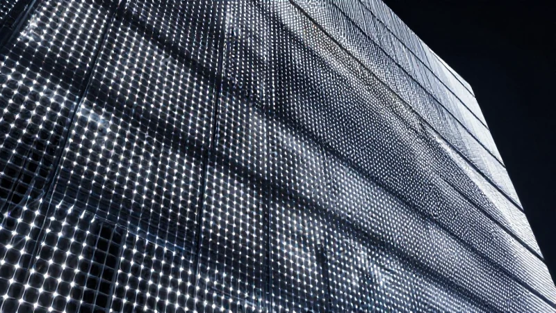 Fachada futurista iluminada con diseño LED