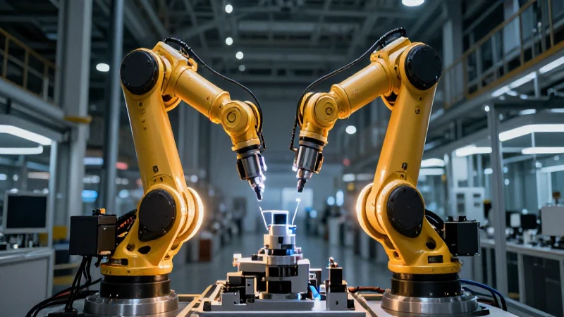 Cuáles son las etapas de la evolución del mantenimiento industrial 7 Brazo robótico inspecciona maquinaria futurista