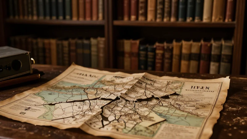 Atmosfera cinematográfica entre mapas antiguos y libros