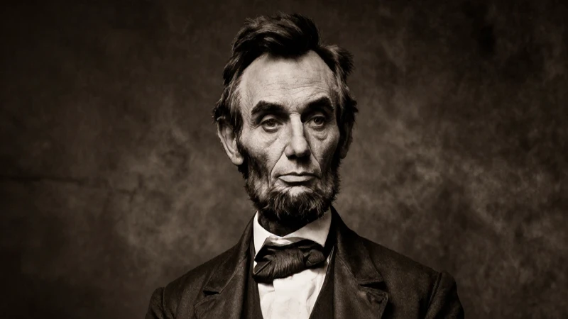 Retrato serio de Lincoln en tonos sépia