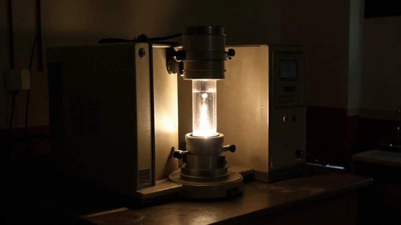 Laboratorio antiguo, rayos X brillan tenuemente