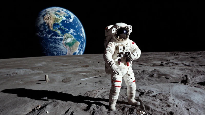 Exploración lunar con la Tierra a lo lejos