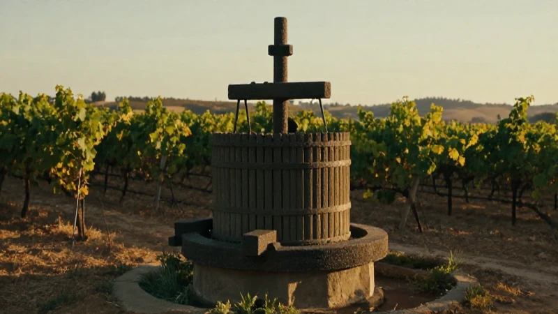 Viñedo antiguo bañado por el sol dorado