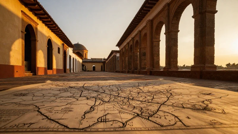 Línea del tiempo del Virreinato de Nueva España 10 Arquitectura colonial iluminada por la dorada tarde