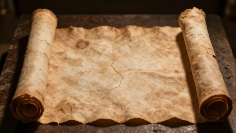 Papiro romano antiguo con iluminación dramática