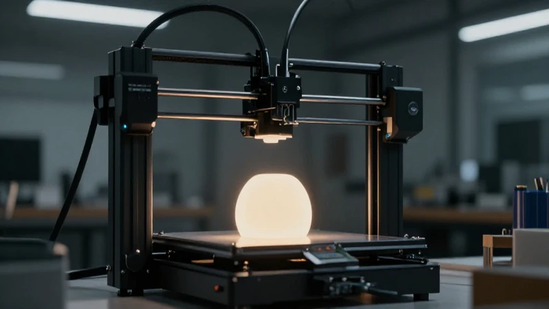 Impresora 3D prototipo con iluminación cinematográfica