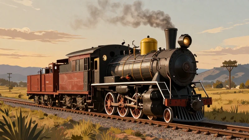 Línea del tiempo de la locomotora: historia en forma de tren 4 Locomotora a vapor en paisaje mexicano antiguo