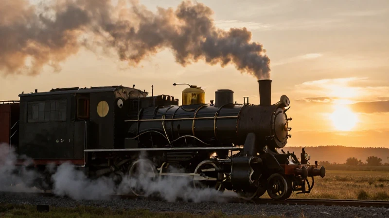 Línea del tiempo de la locomotora: historia en forma de tren 5 Locomotora a vapor, paisaje dorado cinematográfico