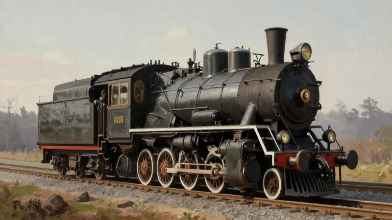 Línea del tiempo de la locomotora: historia en forma de tren 3 Locomotora antigua, vías y luz suave histórica
