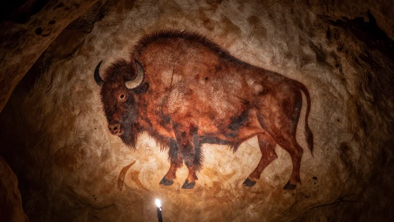 Línea del tiempo del arte: Descarga GRATIS tu guía completa 4 Arte rupestre paleolítico con silueta de bisonte