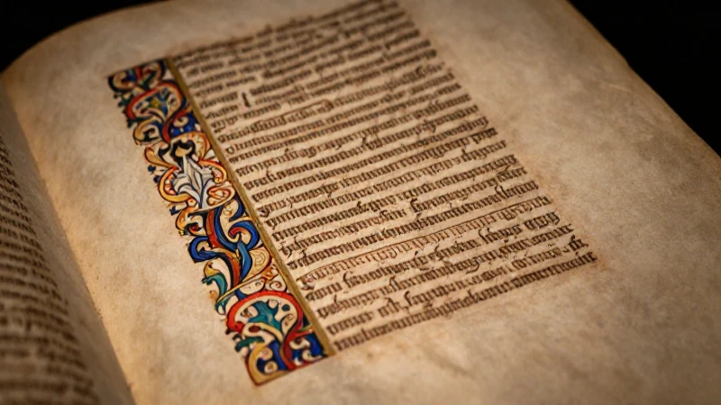 Página manuscrita iluminada con caligrafía gótica
