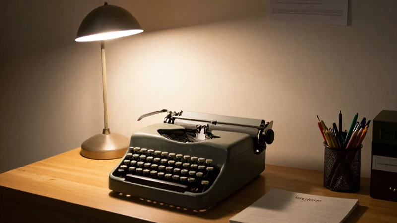 Espacio retro con máquina de escribir brillante