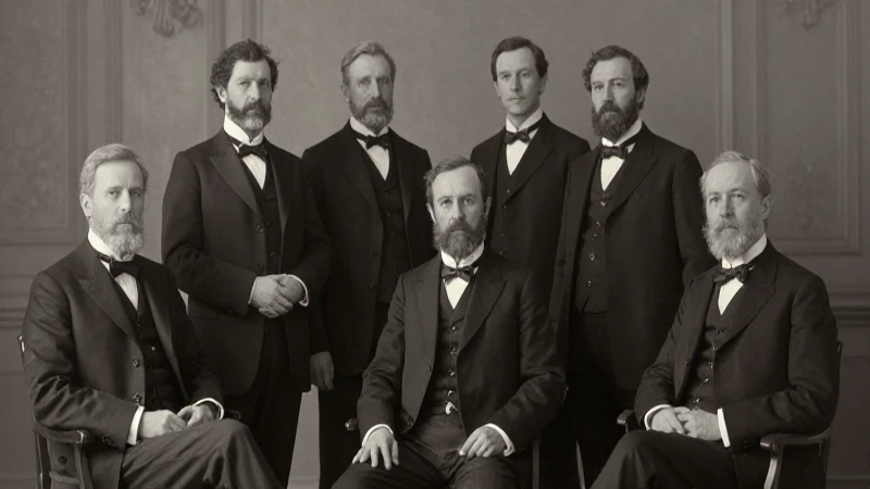 Retratos victorianos de hombres trajeados en estudio