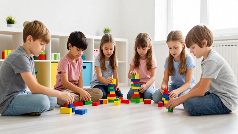 Cómo ha evolucionado la educación preescolar desde Froebel 7 Niños jugando con bloques a la luz suave