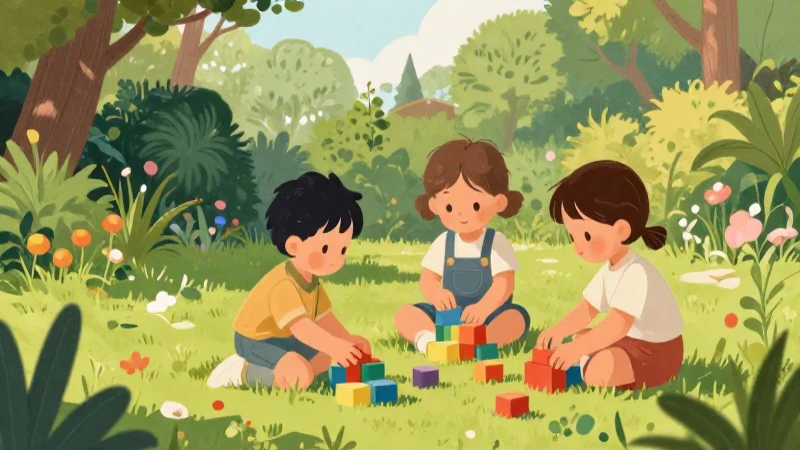 Cómo ha evolucionado la educación preescolar desde Froebel 3 Niños juegan con bloques en jardín antiguo