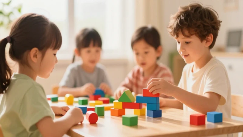 Cómo ha evolucionado la educación preescolar desde Froebel 6 Niños juegan con bloques en ilustración cálida