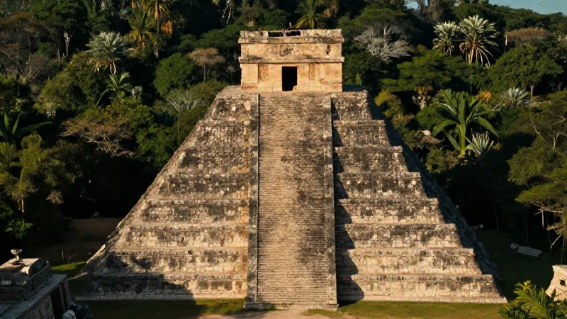 Pirámide Maya imponente en selva cálida