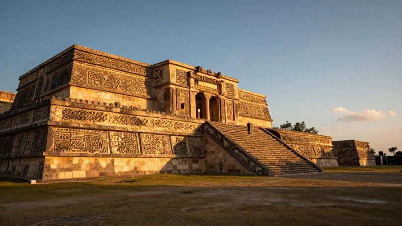Ruinas de Monte Albán con luz dorada