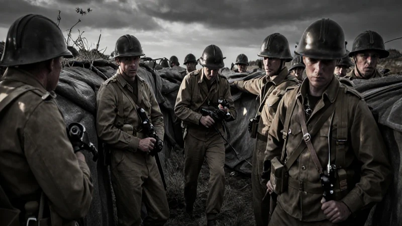 Línea de tiempo de la Primera Guerra Mundial: Eventos Clave 8 Soldados americanos en guerra de trincheras tenebrosa