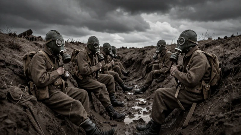Línea de tiempo de la Primera Guerra Mundial: Eventos Clave 6 Soldados atrincherados bajo el peligroso gas venenoso