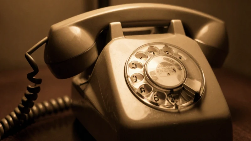 Teléfono antiguo con luz cálida y enfoque selectivo