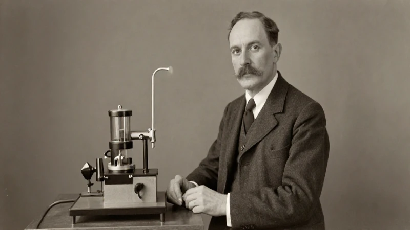 Línea del Tiempo de la Tabla Periódica: Evolución Completa 4 Retrato antiguo de Moseley con espectroscopía XR