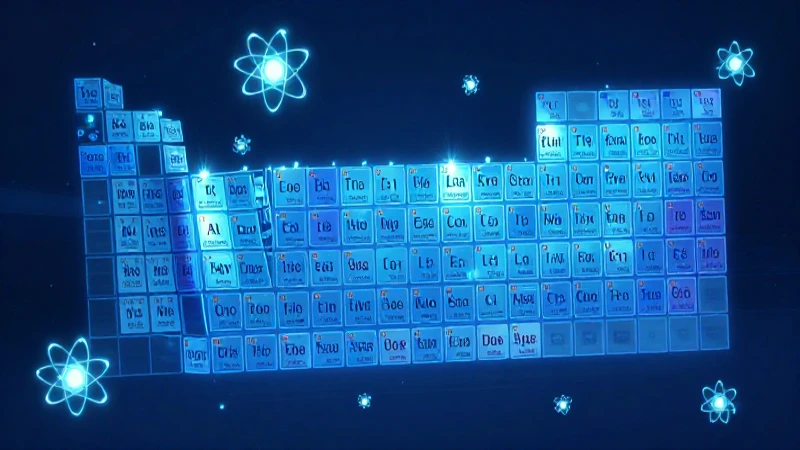Línea del Tiempo de la Tabla Periódica: Evolución Completa 7 Tabla periódica resplandeciente con iluminación volumétrica