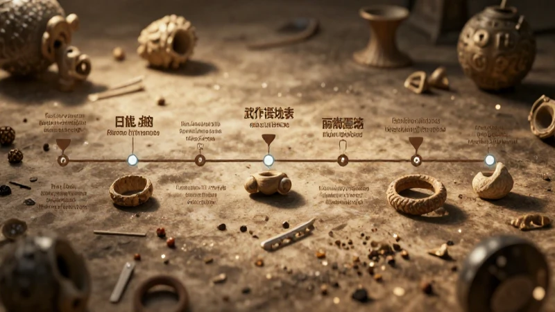 Cronología histórica con artefactos antiguos y luz cálida