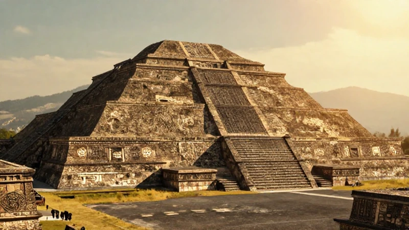 Pirámides antiguas, glifos mayas, luz dorada