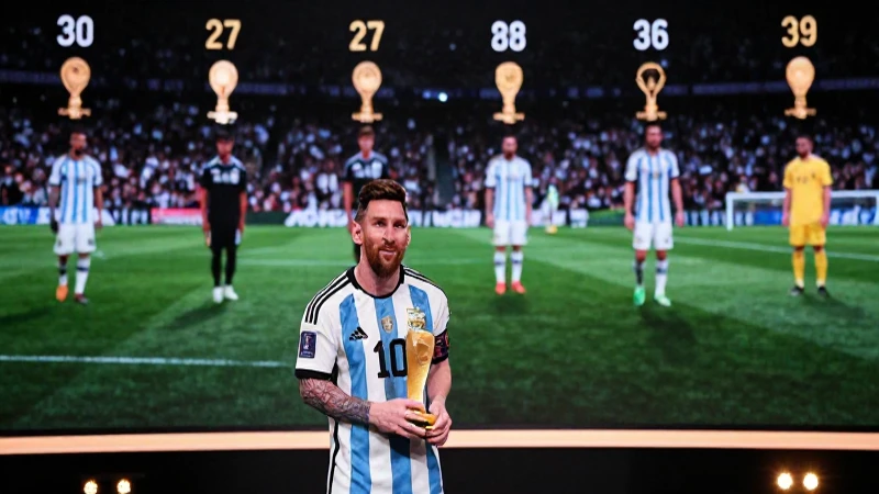 Messi celebra un premio con iluminación cinematográfica