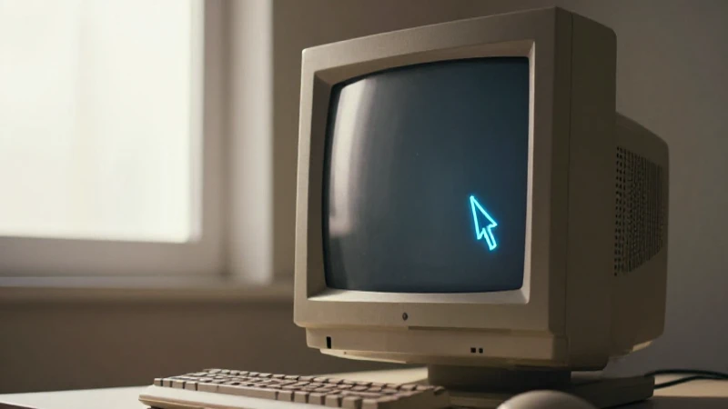 Pantalla retro, cursor brillante, luz suave