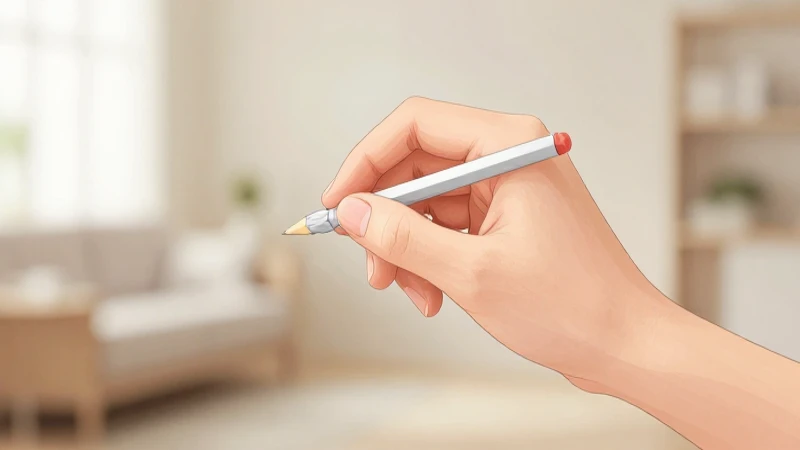 Ilustración realista centrada en la mano desenfocada