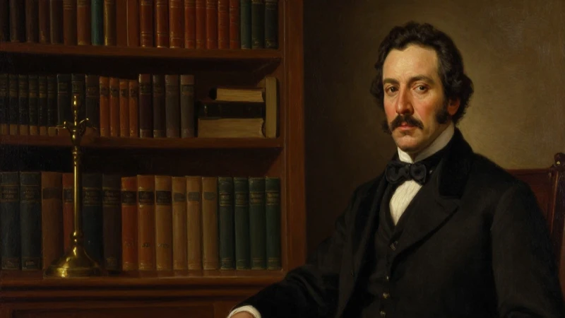 Retrato al óleo de González Prada en biblioteca