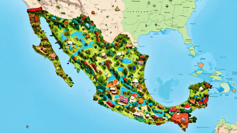 Mapa de la biodiversidad en México y su relación global 9 Mapa mexicano vibrante, colorido y detallado