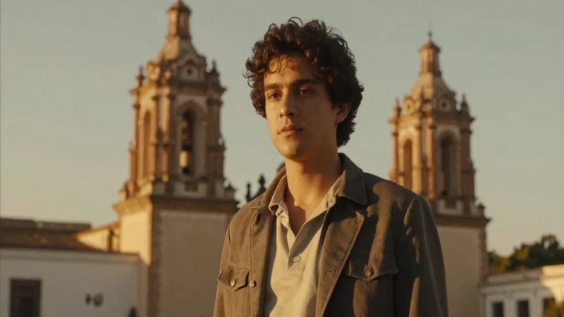 Joven García Márquez en luz dorada colonial