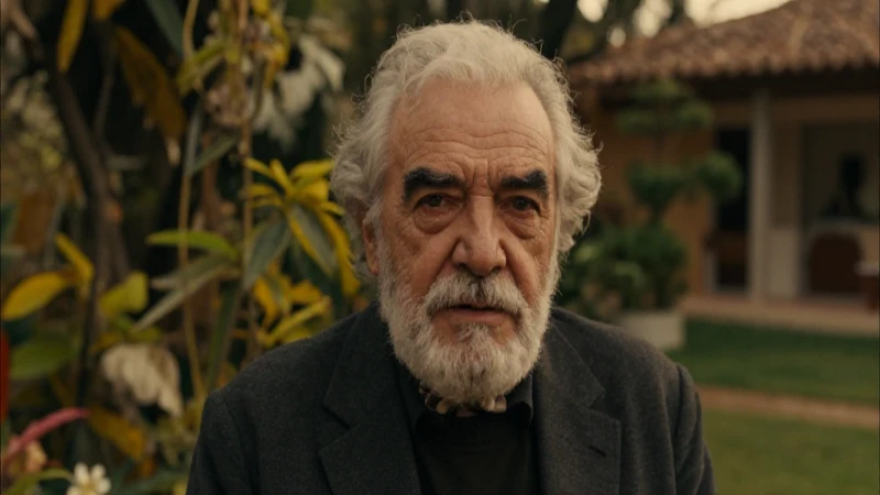 Retrato de García Márquez en jardín difuminado