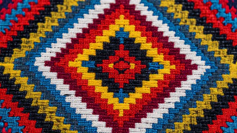 Fragmento textil wari con patrón simétrico