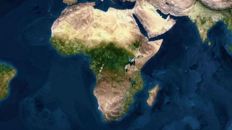 Mapa africano con islas, vista aérea vibrante