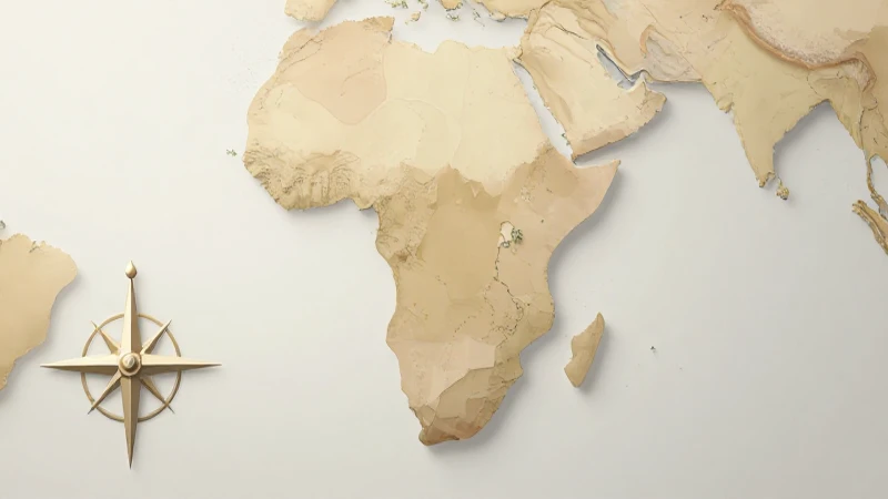 Mapa isleño africano, brújula suave y natural