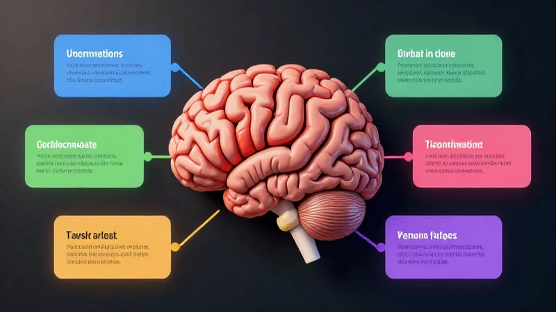 Diagrama cerebral iluminado con colores vibrantes