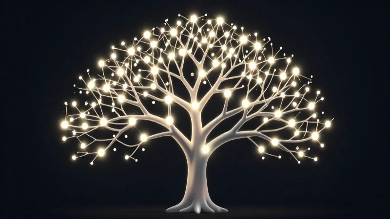 Árbol resplandeciente con iluminación suave