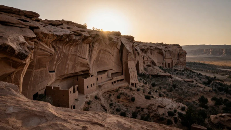 Habitaciones antiguas en el desierto, impactante iluminación