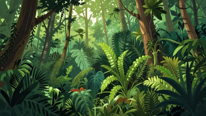 Mapa conceptual de la biodiversidad: ¡Guía completa y fácil! 8 Selva exuberante, biodiversidad vibrante, luz suave