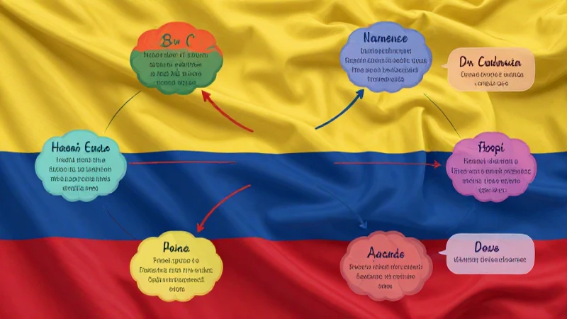 Mapa mental vibrante con la bandera colombiana