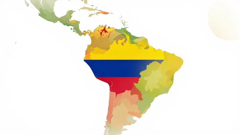 Mapa colorido con sutil bandera colombiana