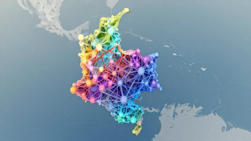 Mapa aéreo abstracto de Colombia con luz suave