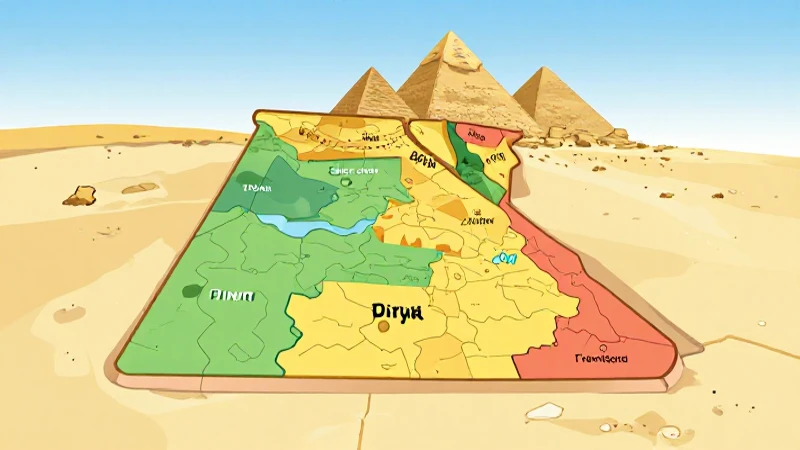 Mapa colorido de Egipto con pirámides