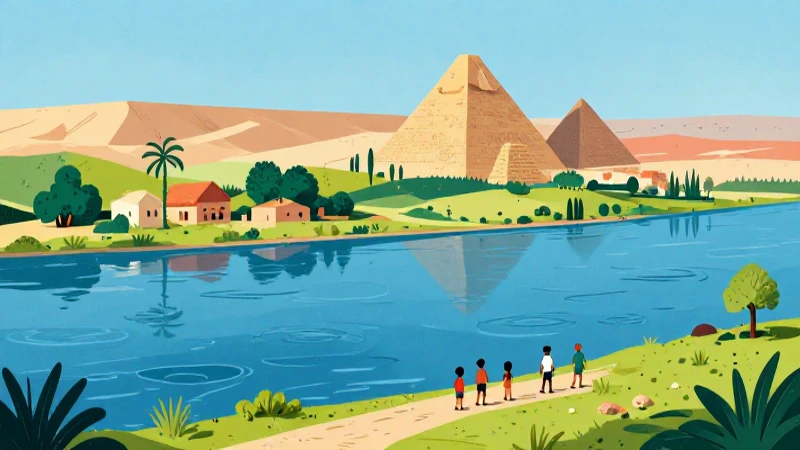 Egipto: paisaje del Nilo, arte infantil