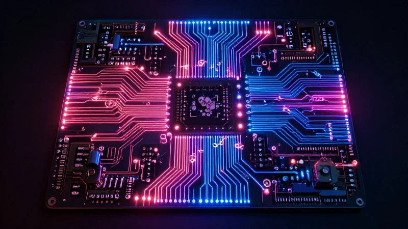 Claves del electromagnetismo en un mapa conceptual 4 Circuito brillante bajo luz dramática, arriba